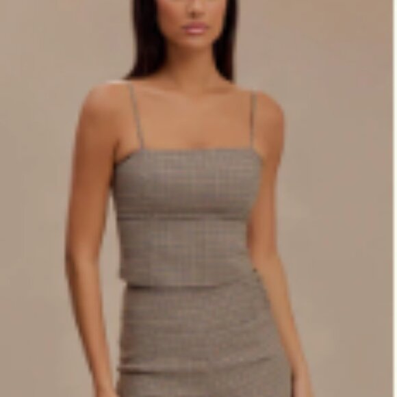 Meshki Aberley Suiting Crop Top - Tan Check - Picture 7 of 7